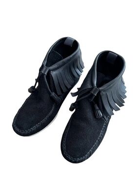 rag & bone Black Suede Fringe Chukka Boots - New York
